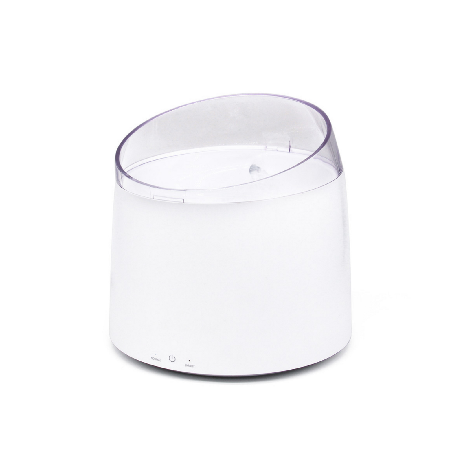 Clear cylindrical container with a white base on a white background at Pet Servo