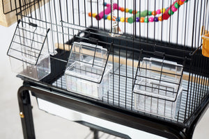 YES4PETS - Medium Black Bird Cage with Stand & Wheels - Pet Servo