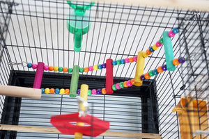 YES4PETS - Medium Black Bird Cage with Stand & Wheels - Pet Servo