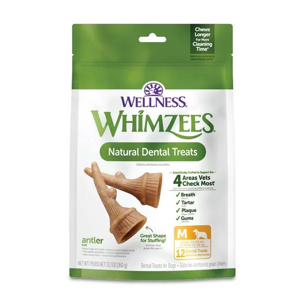 Package of Wellness Whimzees natural dental treats on a white background at Pet Servo