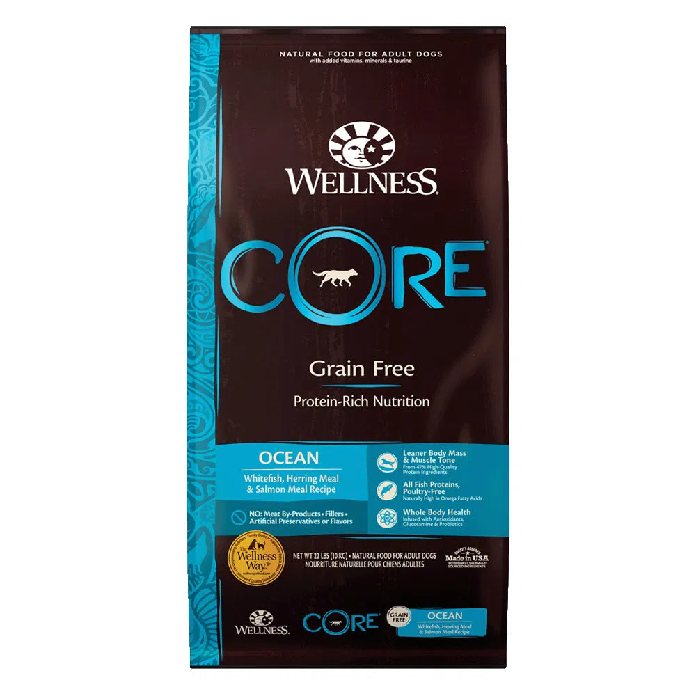 Wellness Core grain-free dog food package on a white background at Pet Servo