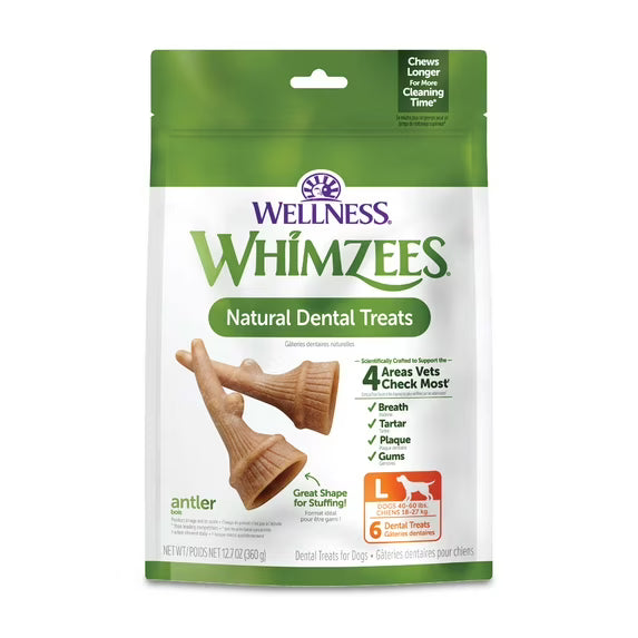 Package of Wellness Whimzees natural dental treats on a white background at Pet Servo