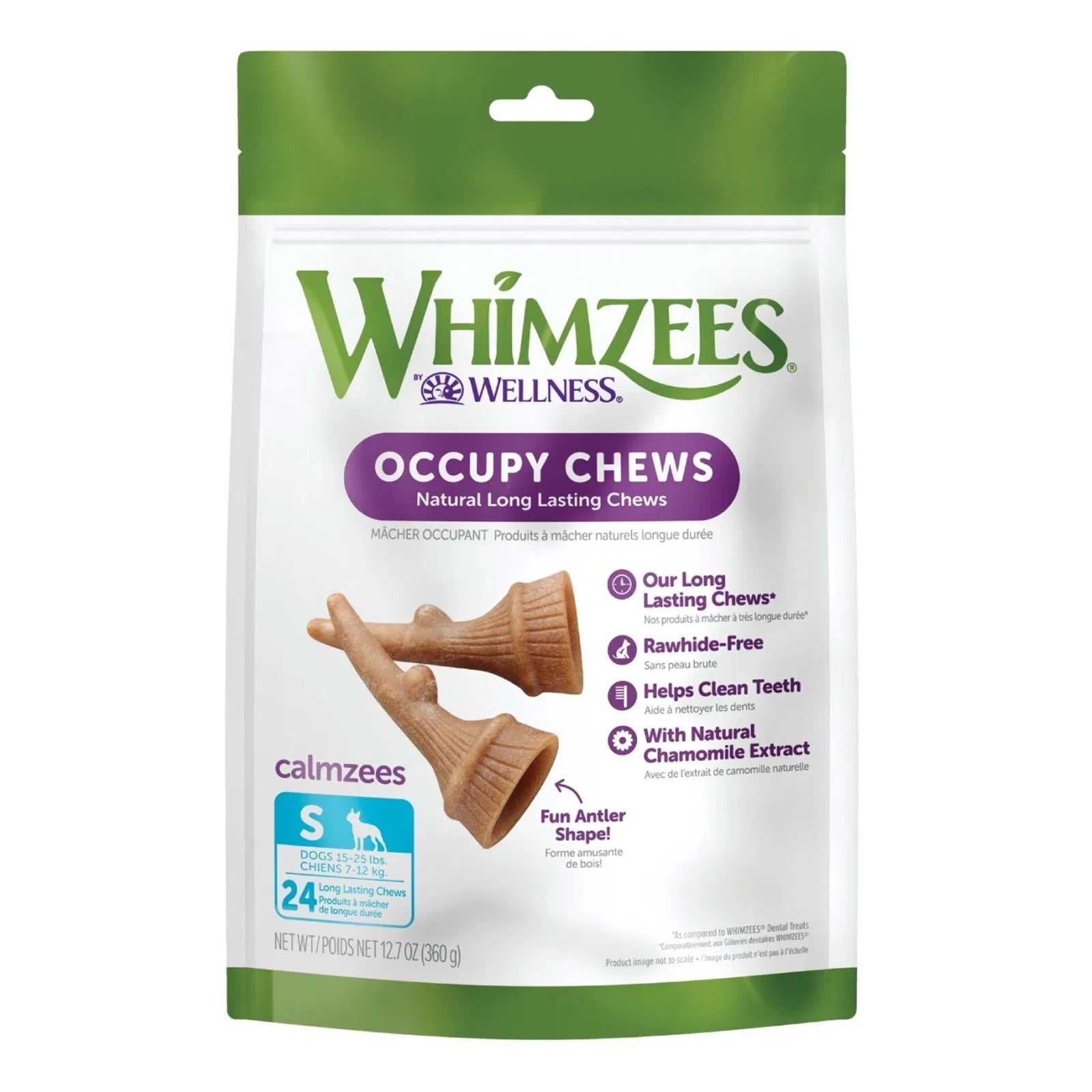 Whimzees Wellness Occupy Chews packaging on a white background at Pet Servo