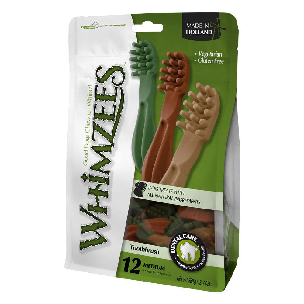 Packaged dog toothbrushes with visible branding on a white background at Pet Servo