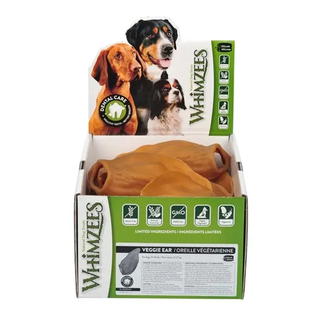 Box of Whimzees dog treats with images of dogs on a white background at Pet Servo