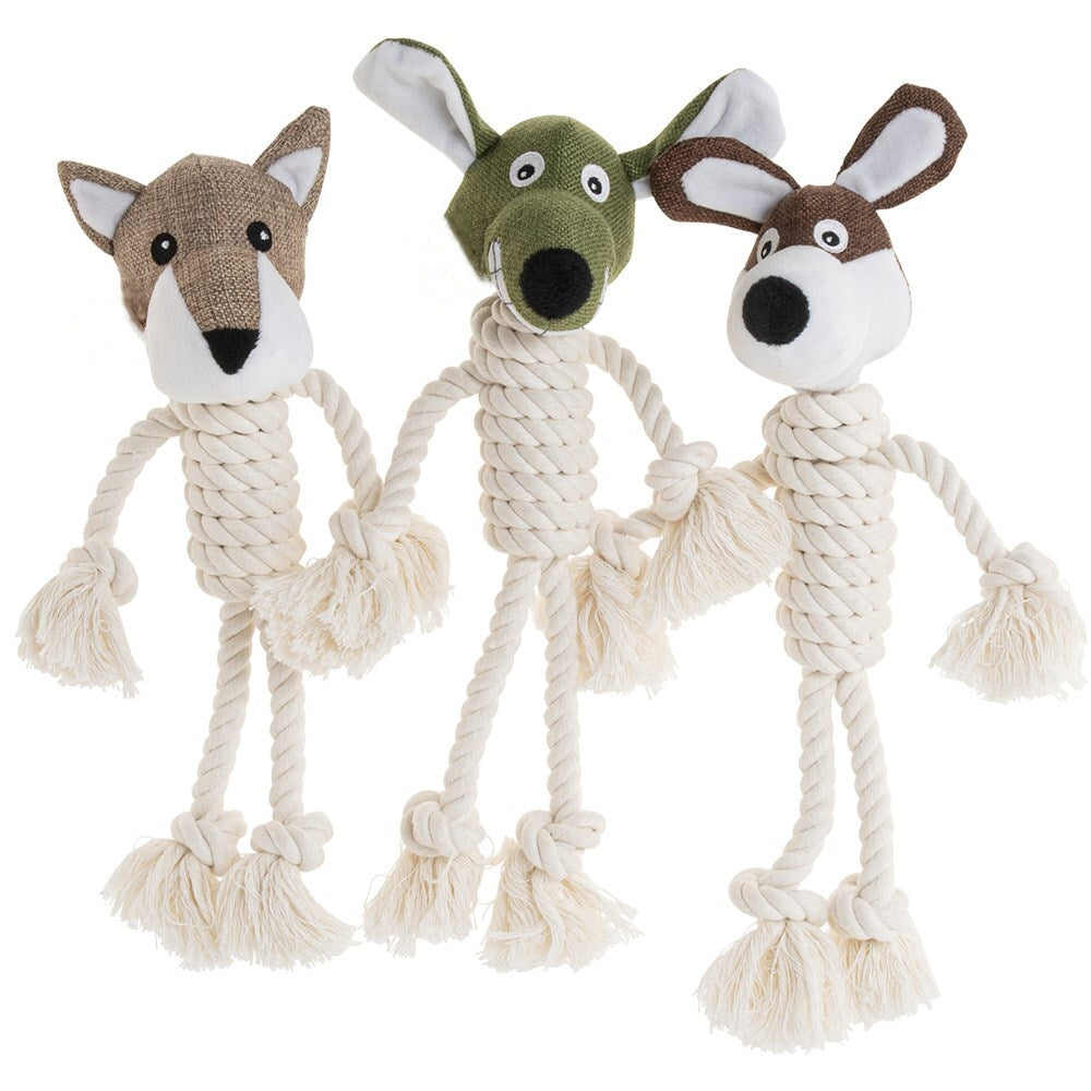 YES4PETS - 2x Plush Knotted Animal Dog Toys - Petservo