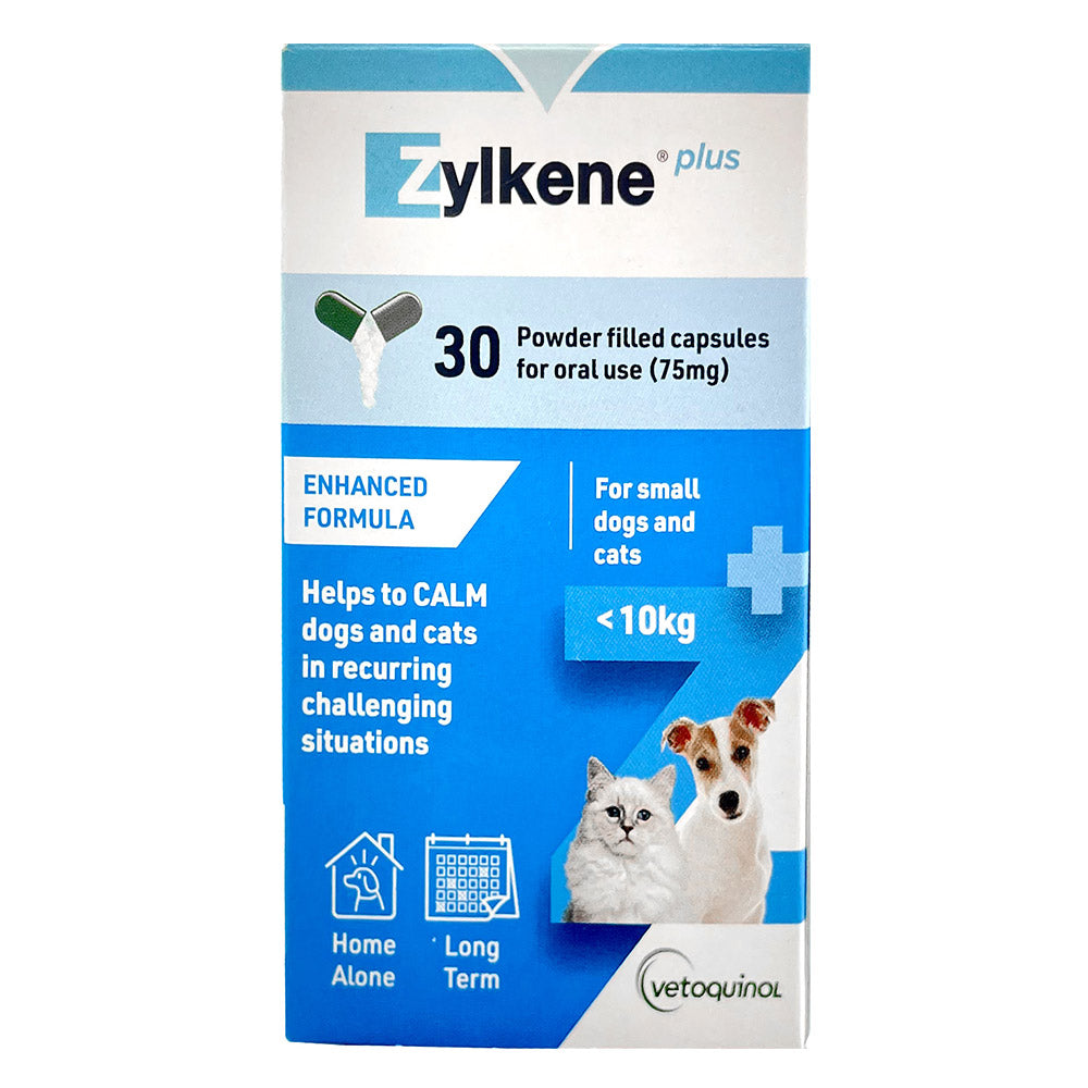 Zylkene Plus - Calming Supplement for Small Dogs and Cats Under 10kg 75mg