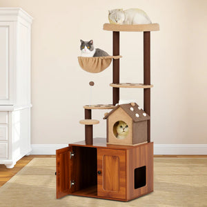Shop Advwin 153cm Cat Tree with Litter Box Enclosure at Pet Servo