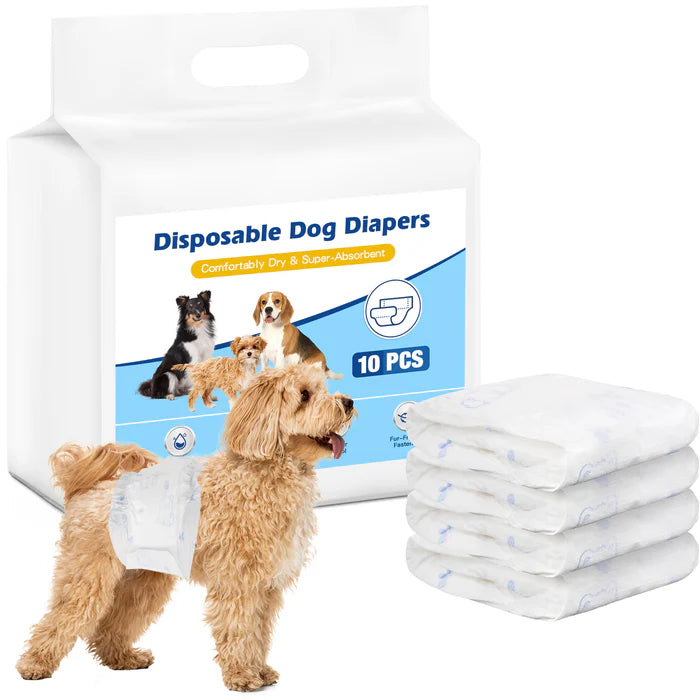 Advwin - Disposable Male Dog Wraps Size Medium 10 Count