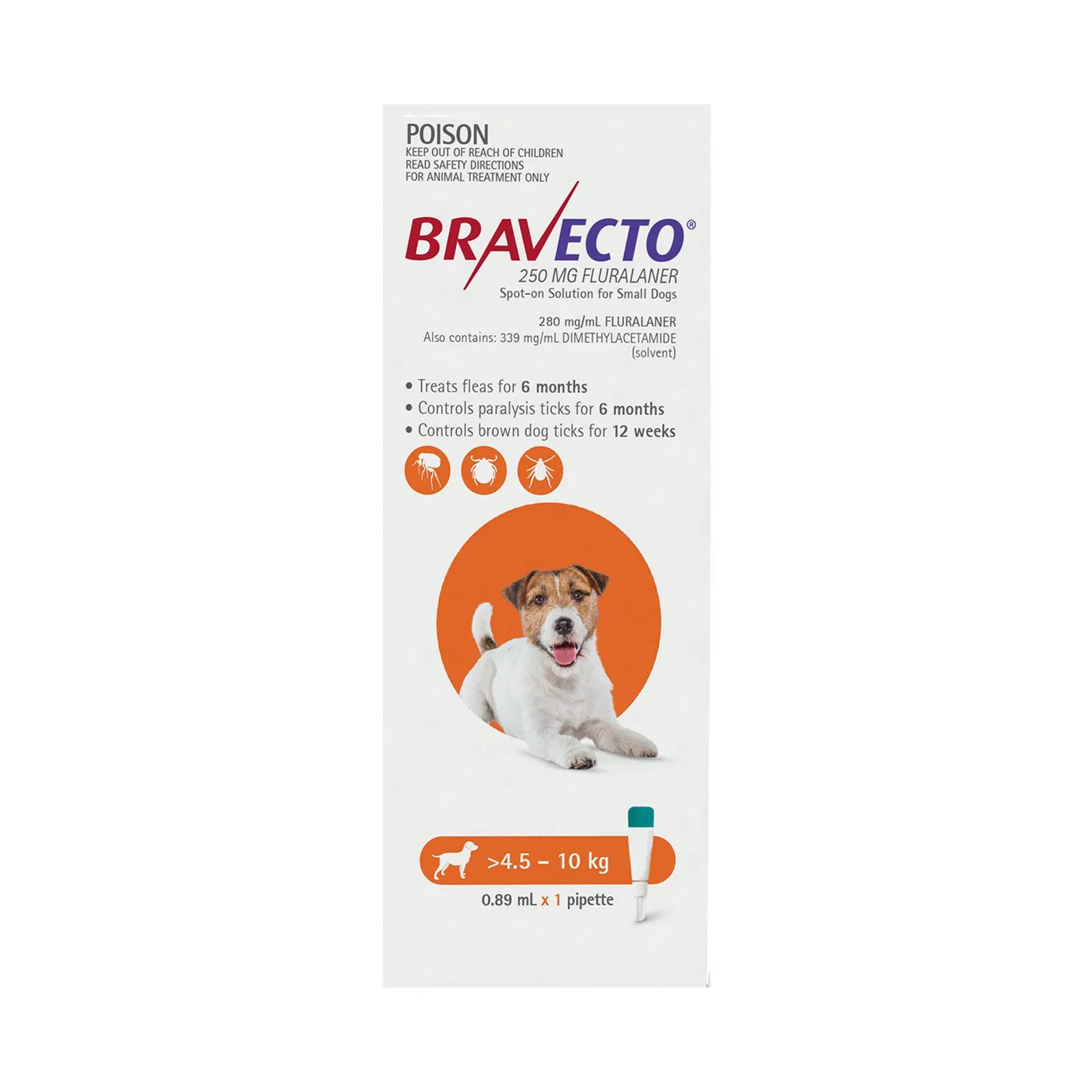 Buy Bravecto Spot On for Small Dogs (4.5-10 Kg) Orange at Pet Servo