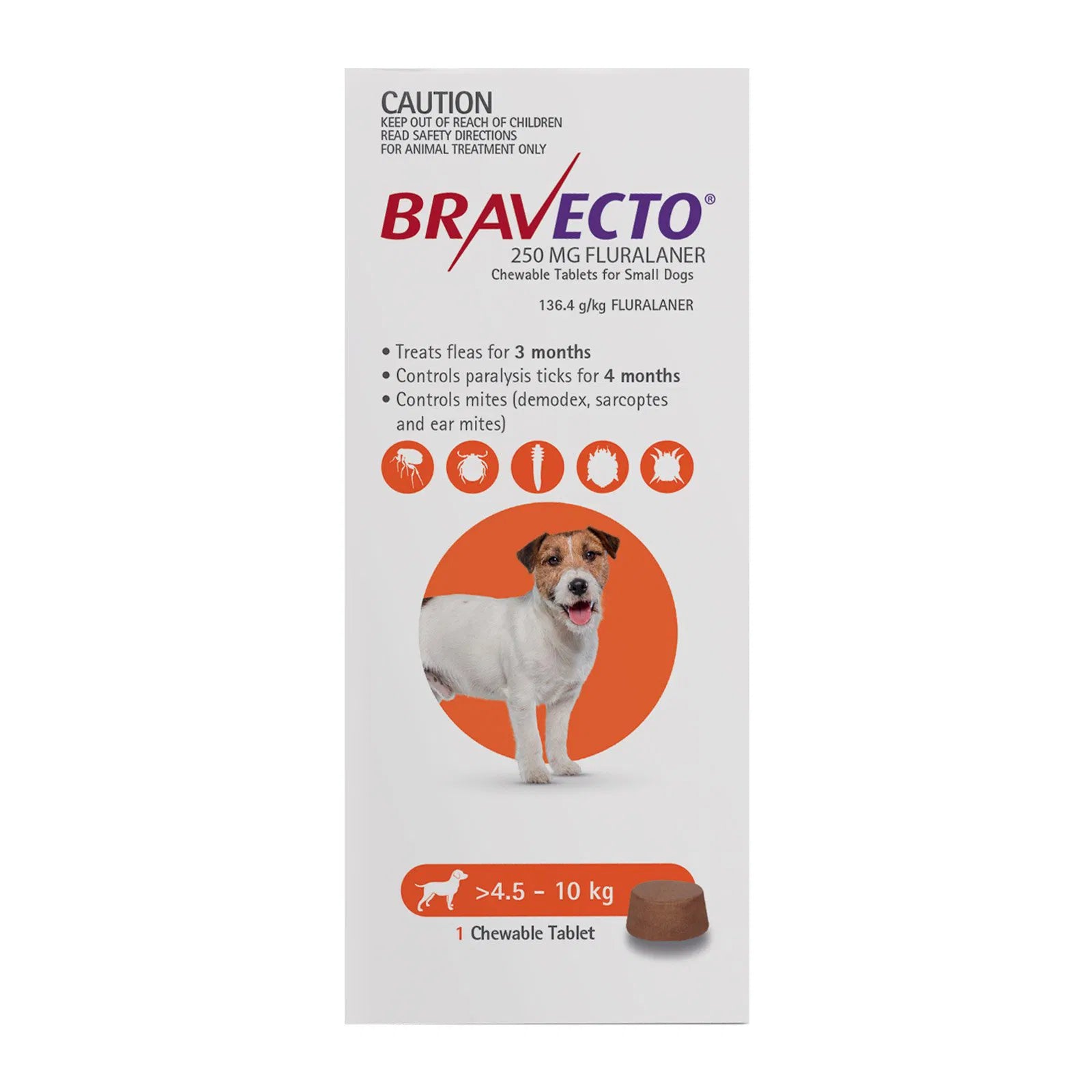 Buy Bravecto For Small Dogs 4.5-10Kg (Orange) at Pet Servo