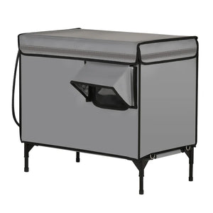 Gray outdoor furniture cover with black legs on a white background at Pet Servo