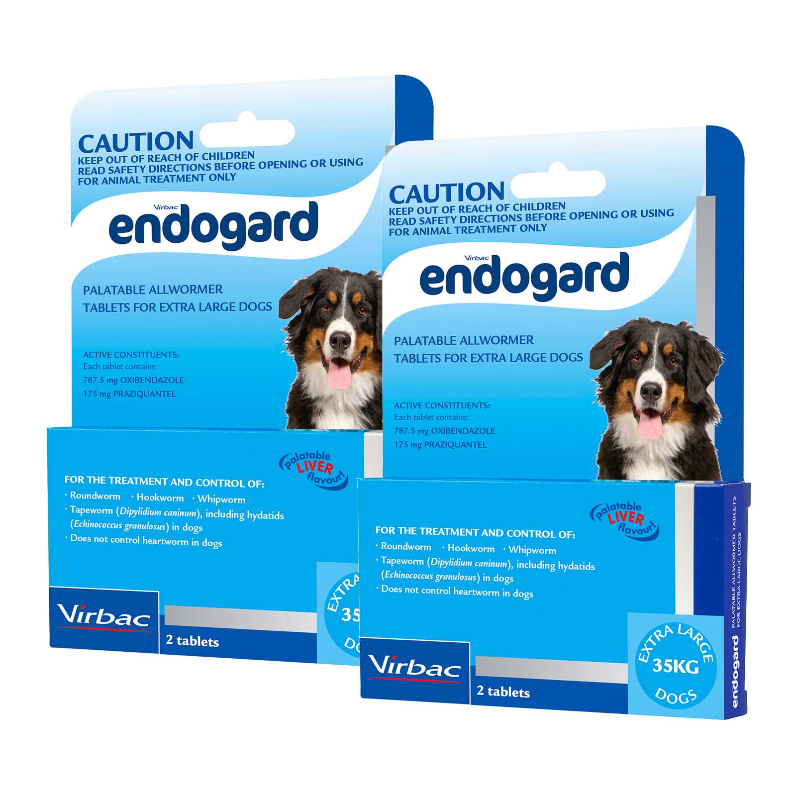 Two boxes of Endogard for extra large dogs on a white background at Pet Servo