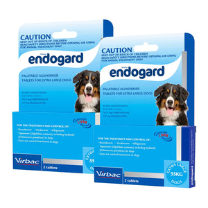 Two boxes of Endogard for extra large dogs on a white background at Pet Servo