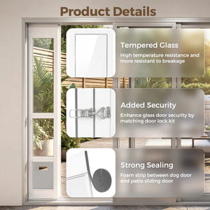 Dog door installation with tempered glass, added security, and strong sealing features at Pet Servo
