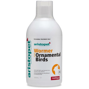 Aristopet Wormer for Ornamental Birds 500ml bottle on a white background at Pet Servo