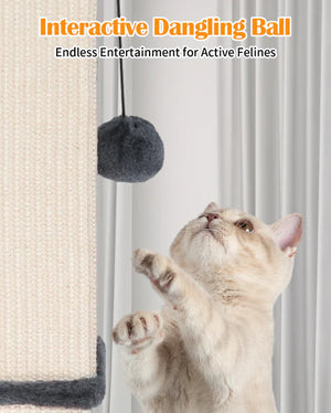Cat playing with an interactive dangling ball toy against a neutral background at Pet Servo