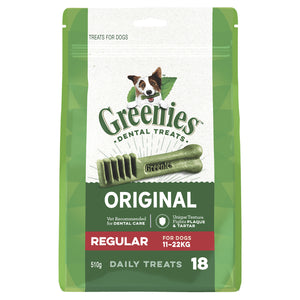 Greenies dental treats 510gm packaging for dogs on a white background at Pet Servo