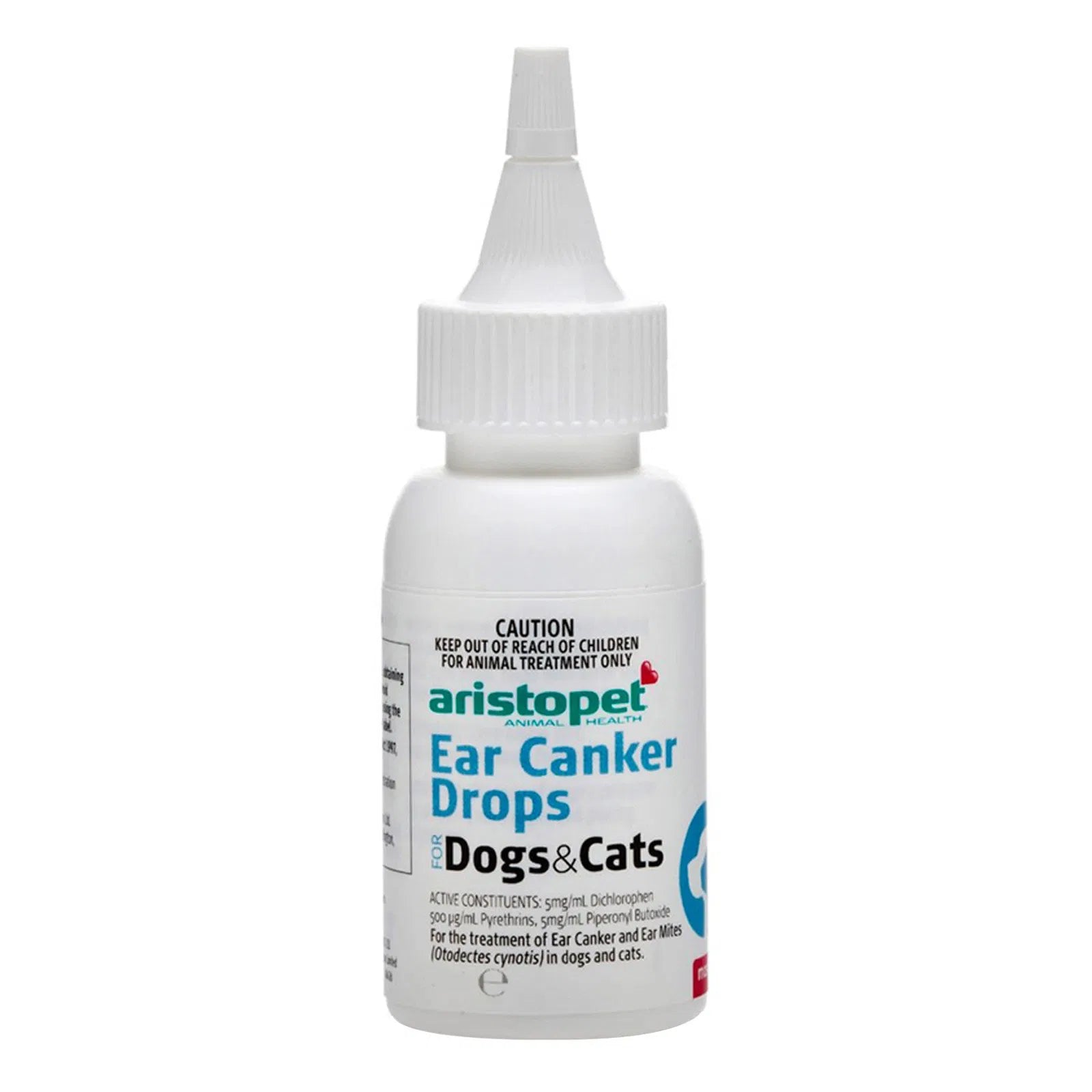 Aristopet Ear Canker Drops bottle for dogs and cats on a white background at Pet Servo
