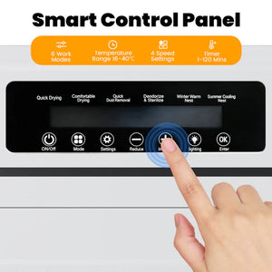 Smart control panel with various settings and a hand pressing a button at Pet Servo