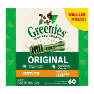 Greenies dental treats 1kg packaging for dogs with a dog illustration on a white background at Pet Servo