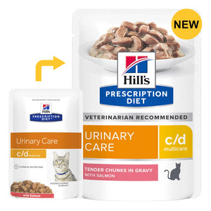 Hills Prescription Diet Urinary Care c/d multicare cat food packaging with salmon flavor on a white background at Pet Servo