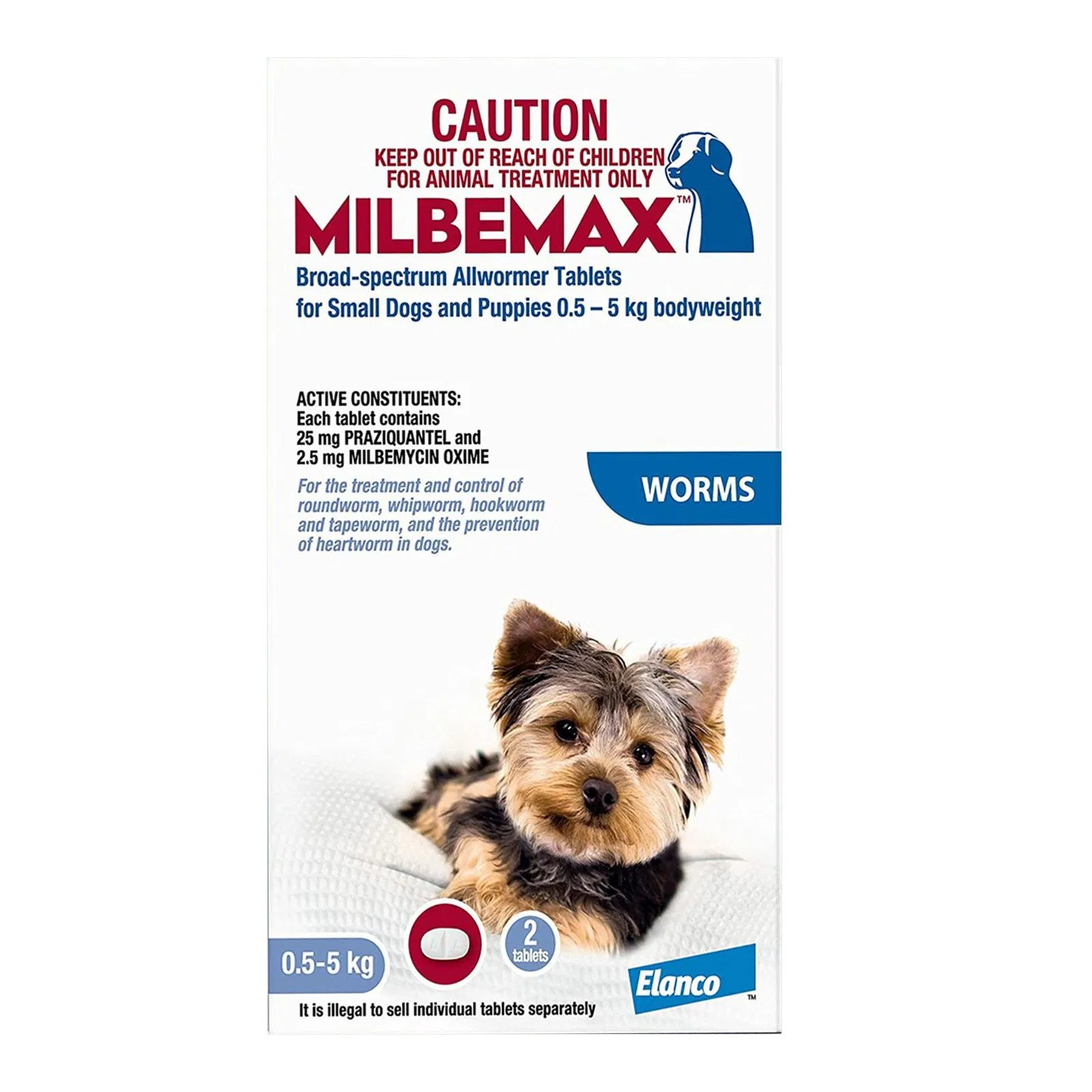 Milbemax for small dogs packaging with a dog illustration on a white background at petservo