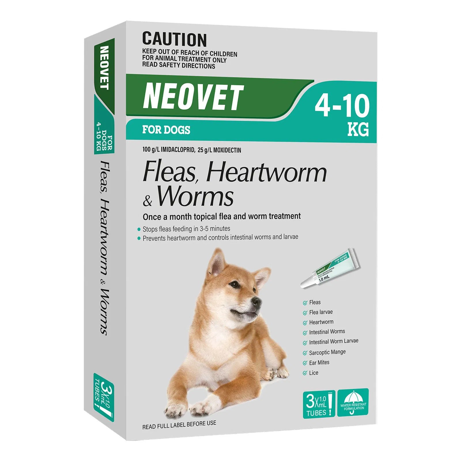 Buy Neovet Flea and Worming For Medium Dogs 4 to 10kg Aqua at PetServo
