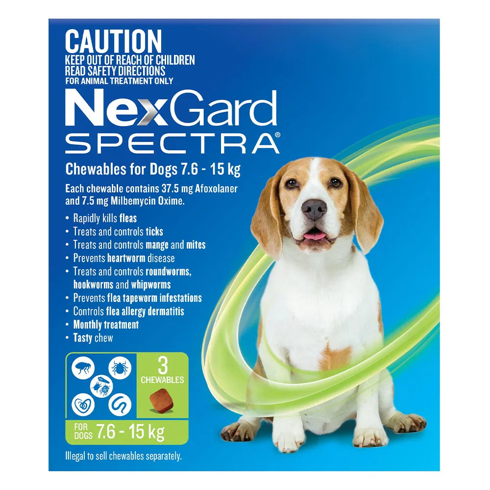 Buy Nexgard Spectra Medium Dogs (7.6 - 15kg) Green at Pet Servo