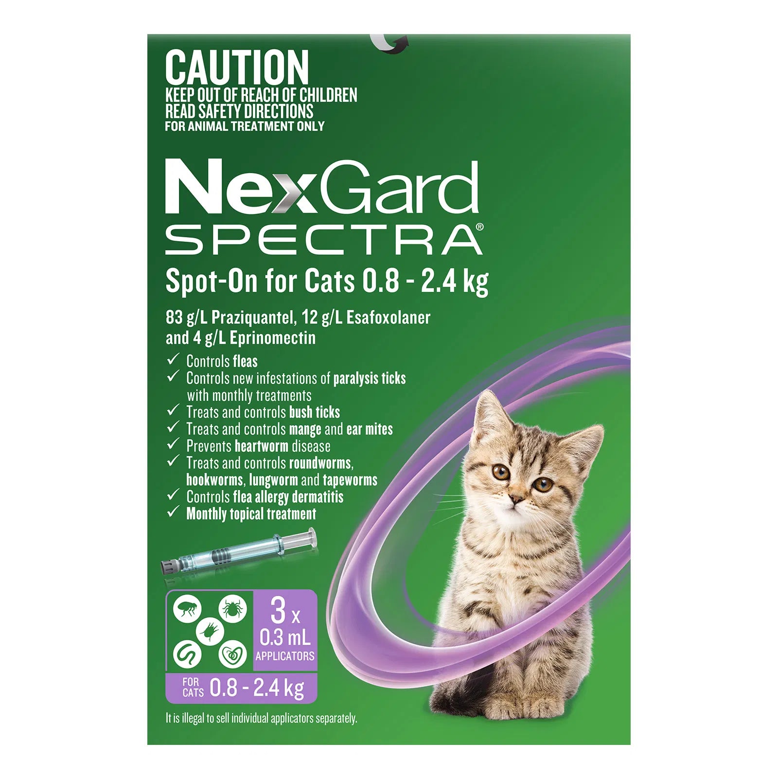 Buy Nexgard Spectra Spot-On for Large Cats 2.5 to 7.5kg at Pet Servo