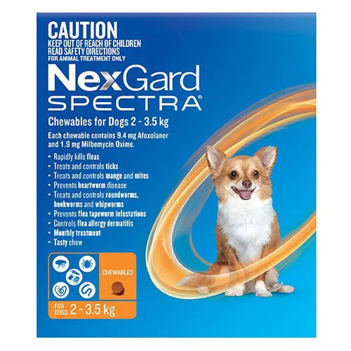 Buy Nexgard Spectra Very Small Dogs (2 - 3.5kg) Orange at Pet Servo