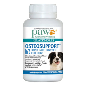 Osteosupport joint care powder for dogs by Blackmores on a white background at Pet Servo