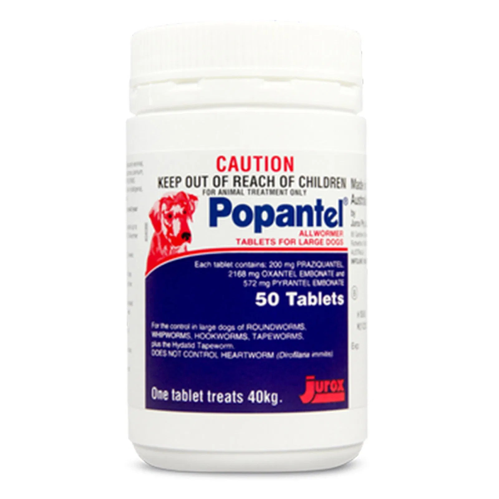 Popantel container with label on a white background at Pet Servo