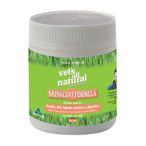 Vets All Natural Skin & Coat Formula supplement container on a white background at Pet Servo
