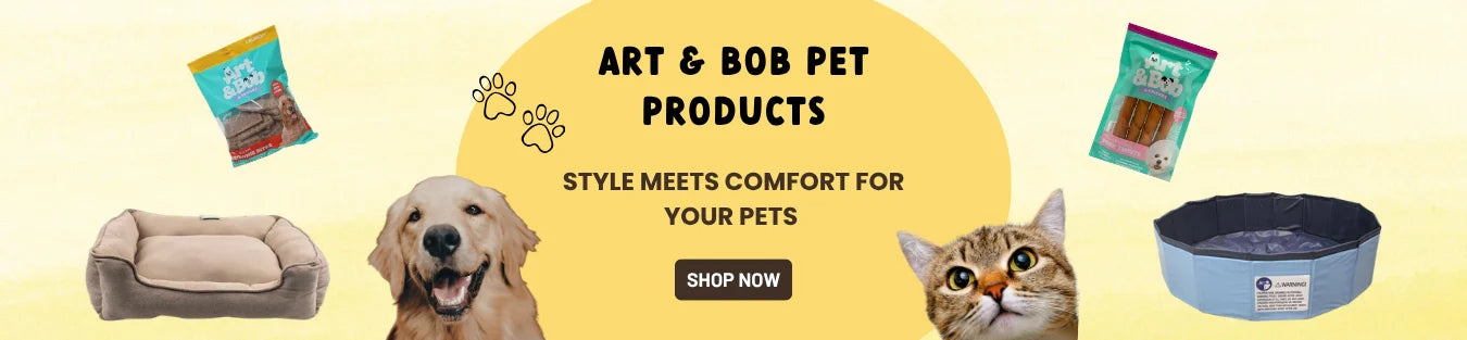 Art & Bob brand banner with product images at Pet Servo