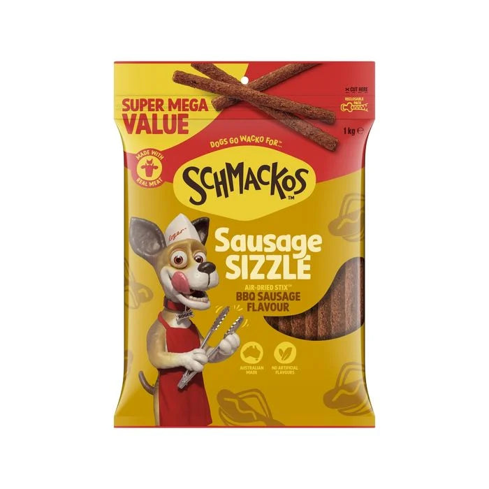 Schmackos Sausage Sizzle 1kg BBQ Sausage Flavor Dog Treats Petservo
