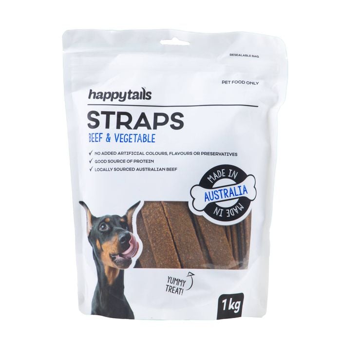 Happy Tails - Beef & Vegetable Straps Dog Treats 1kg