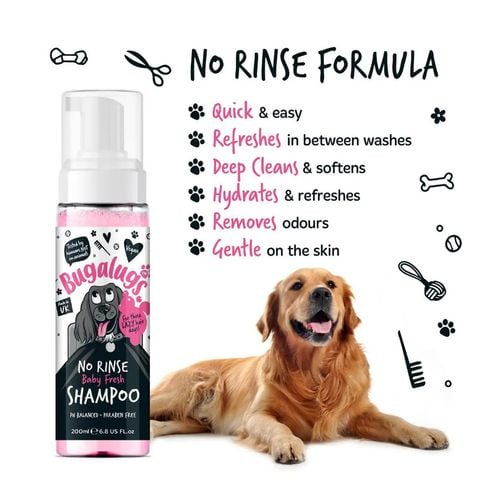 Bugalugs - 200ml No Rinse Baby Fresh Dog Shampoo - Petservo