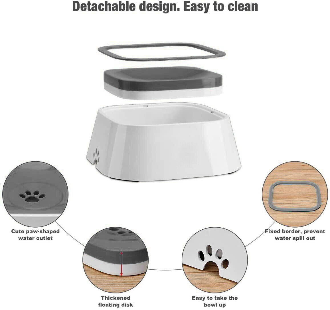 Pet bowl with detachable design features on a white background at Pet Servo