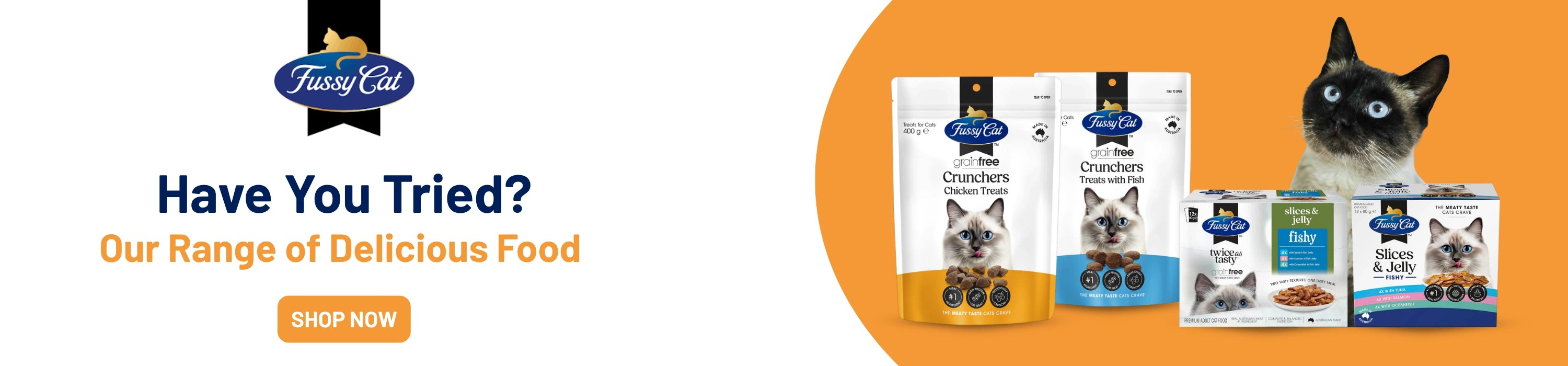 Fussy cat Brand banner with product images at Pet Servo