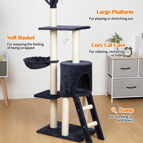 Advwin - 145cm Cat Scratching Post Tree - Dark Blue - petservo