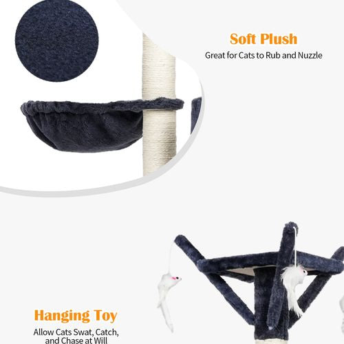 Advwin - 145cm Cat Scratching Post Tree - Dark Blue - petservo