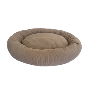 Brown donut pet bed on a white background