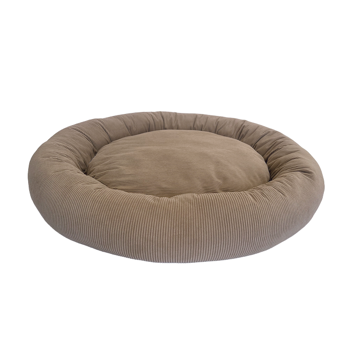 Brown donut pet bed on a white background