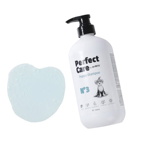 Dog shampoo bottle labeled 'Perfect Care' with a heart-shaped product on a white background at Pet Servo