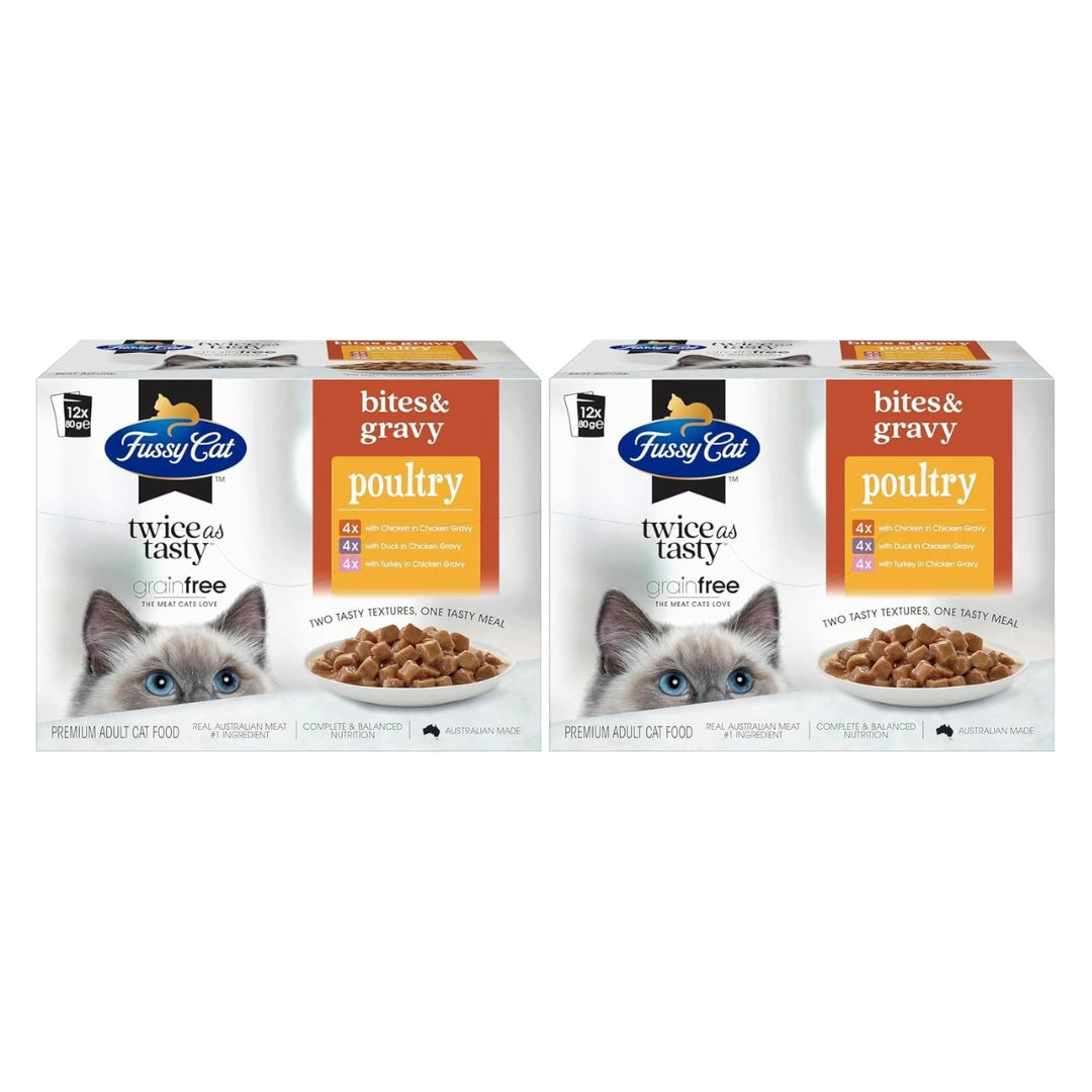 Fussy Cat - Grain Free Adult Twice as Tasty Wet Cat Food, Bites & Gravy Poultry