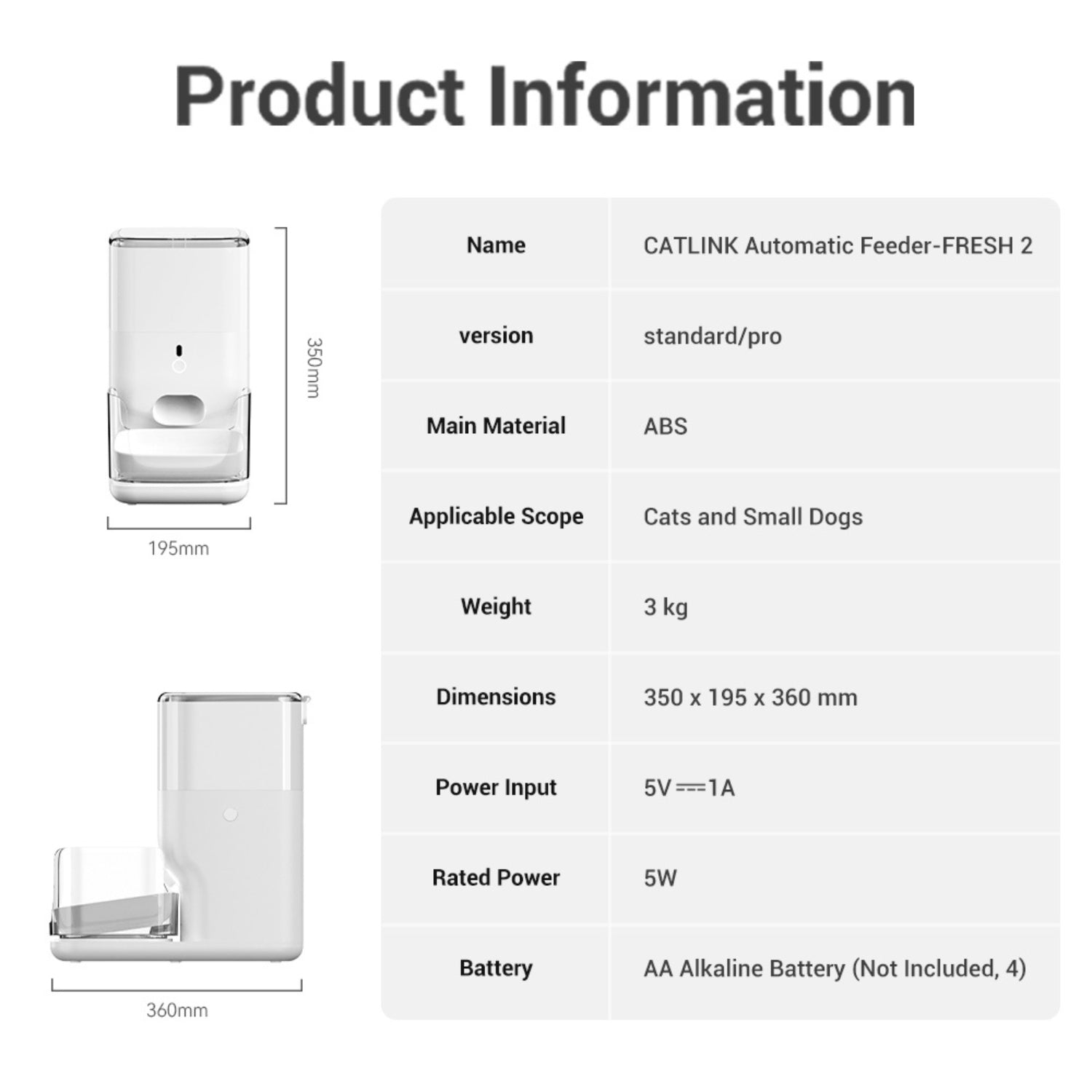 CATLINK - F04 Fresh 2 Automatic Pet Feeder – Luxury Version - Petservo