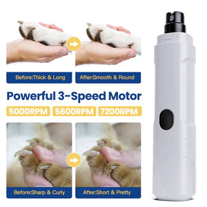 Pet nail trimmer with before and after effects on a white background at Pet Servo