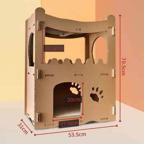 YES4PETS Cat Cardboard House Tower Condo Scratcher - Double Storey-4