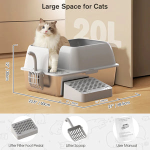 Shop Advwin Stainless Steel Cat Litter Box with Scoop & Pedal petservo-1